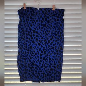 Torrid Blue and Black Leopard Print Pencil Skirt